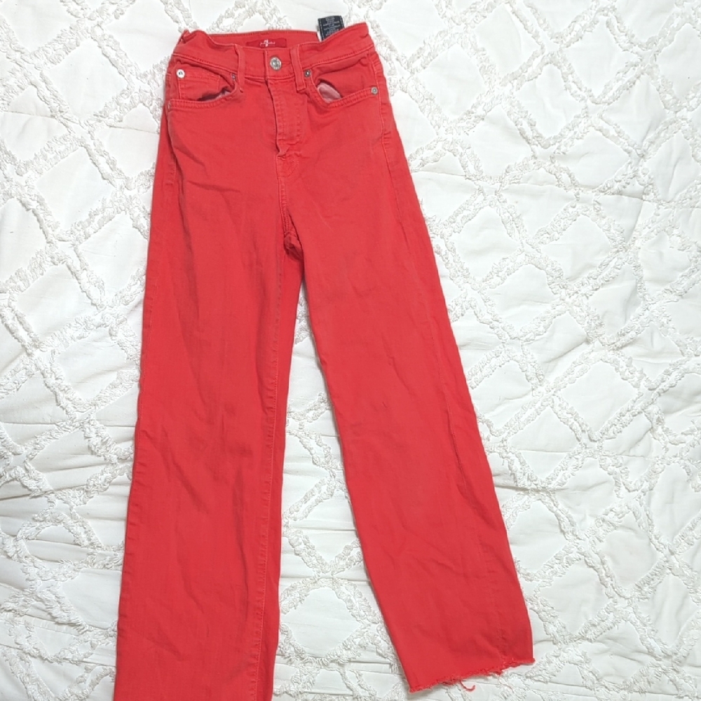 7 For All Mankind Red Straight Leg Jeans